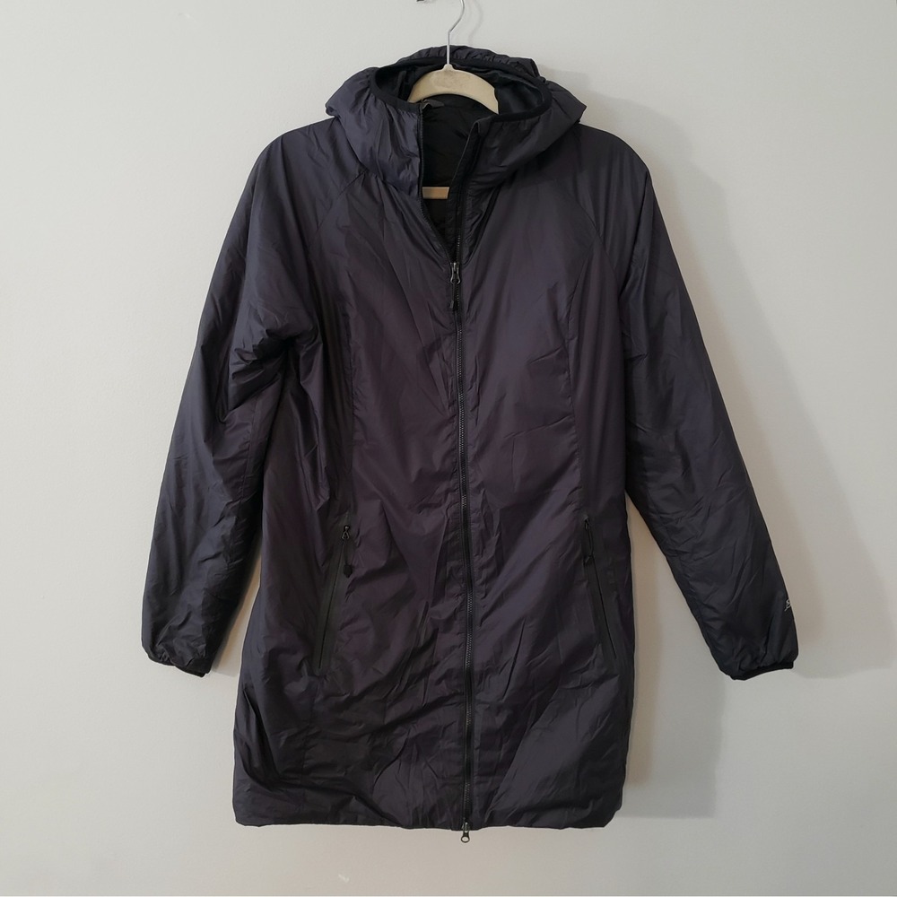 Eddie Bauer Womens EverTherm Down Parka Coat Size S Hood Thindown Outdoor Winter